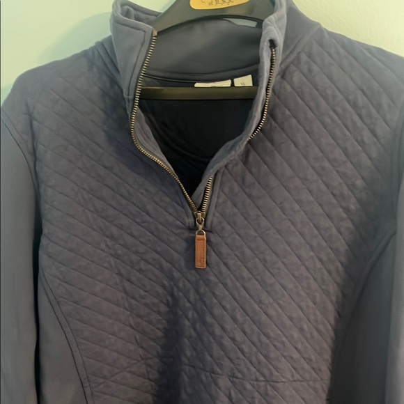 L.L. Bean Women's Quilted Half-Zip Sweater - Dark Blue/ Grey - Picture 6 of 6